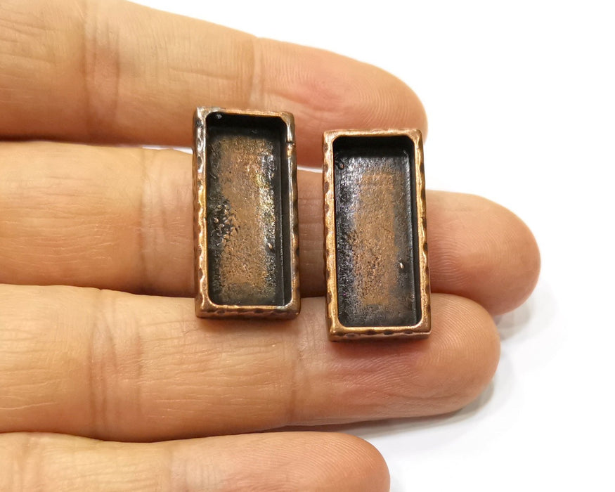 Earring Blank Backs Base Settings Copper Resin Blank Cabochon Base inlay Mountings Antique Copper Plated (25x10mm blank) 1 Pair G17314