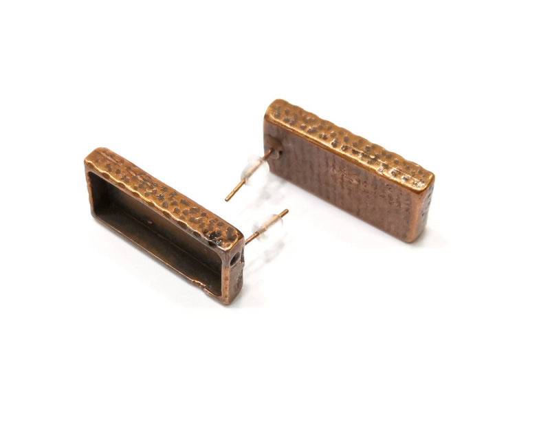 Earring Blank Backs Base Settings Copper Resin Blank Cabochon Base inlay Mountings Antique Copper Plated (25x10mm blank) 1 Pair G17314