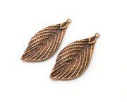 2 Leaf Charm Antique Copper Charm (46x20mm) G17669