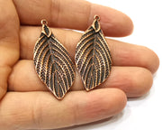2 Leaf Charm Antique Copper Charm (46x20mm) G17669