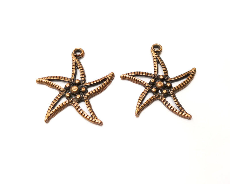 4 Star Charm Antique Copper Charm (34x30mm) G17329