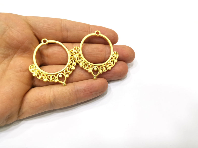 2 Gold Charms Gold Plated Charms  (43x39mm)  G17333