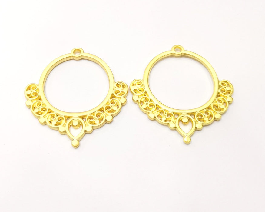2 Gold Charms Gold Plated Charms  (43x39mm)  G17333