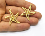 2 Star Charms Gold Plated Charms  (34x32mm)  G17335