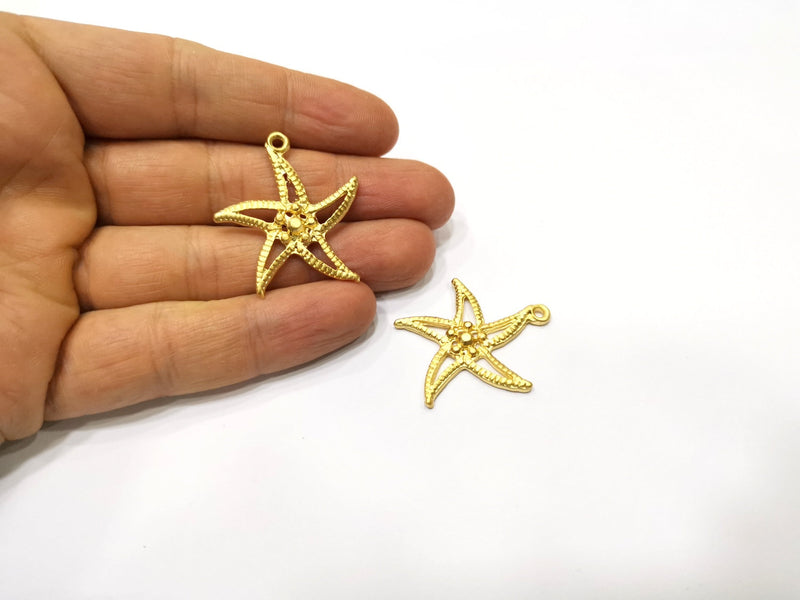 2 Star Charms Gold Plated Charms  (34x32mm)  G17335