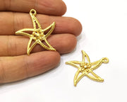 2 Star Charms Gold Plated Charms  (34x32mm)  G17335