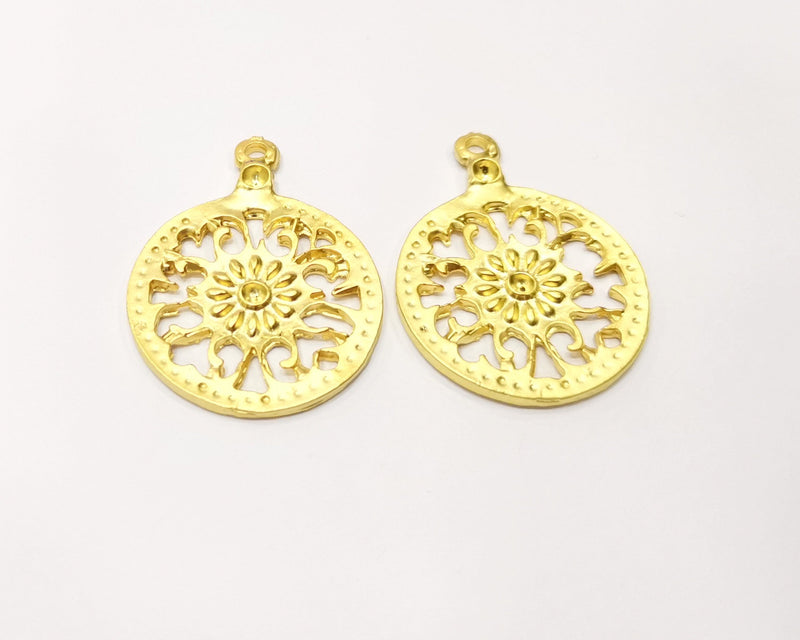 2 Gold Charms Gold Plated Charms  (39x29mm)  G17341