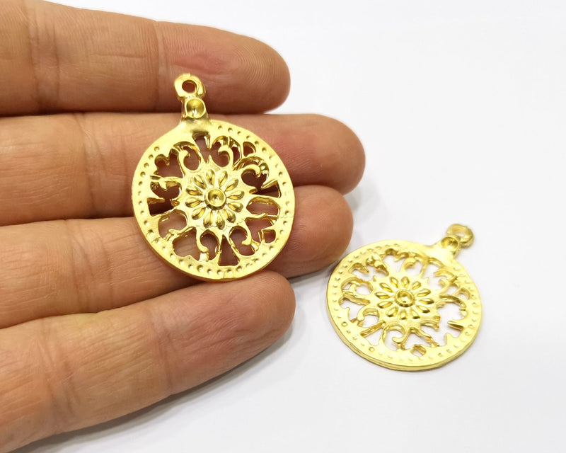 2 Gold Charms Gold Plated Charms  (39x29mm)  G17341