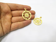 2 Gold Charms Gold Plated Charms  (39x29mm)  G17341