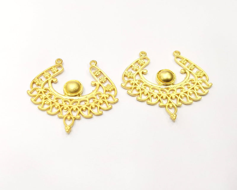 2 Gold Charms Gold Plated Charms  (43x40mm)  G17342