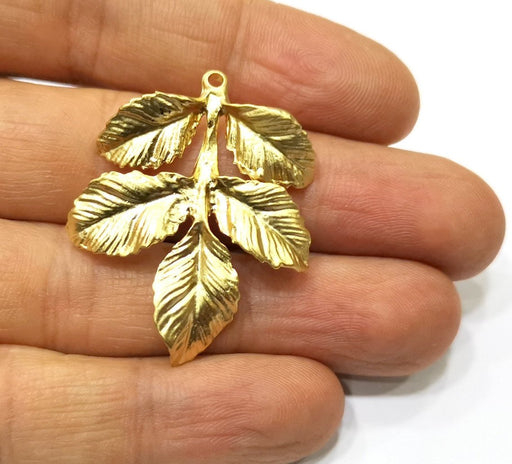2 Leaf Charms Gold Plated Charms  (39x32mm)  G17346