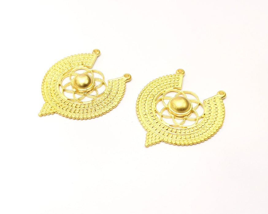 2 Gold Charms Gold Plated Charms  (40x34mm)  G17347