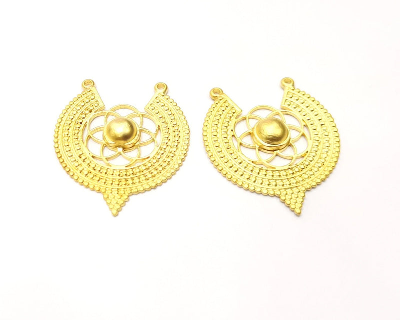 2 Gold Charms Gold Plated Charms  (40x34mm)  G17347