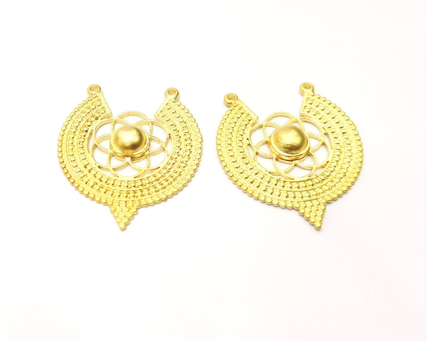 2 Gold Charms Gold Plated Charms  (40x34mm)  G17347