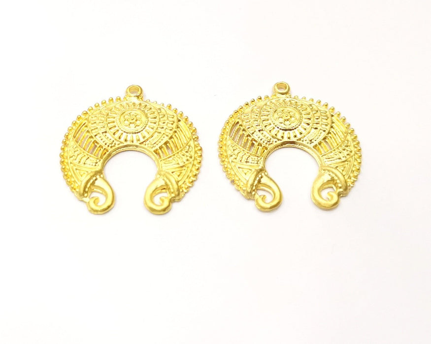 2 Gold Charms Gold Plated Charms  (30x28mm)  G17348