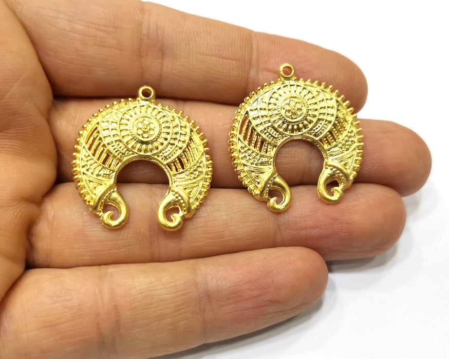 2 Gold Charms Gold Plated Charms  (30x28mm)  G17348