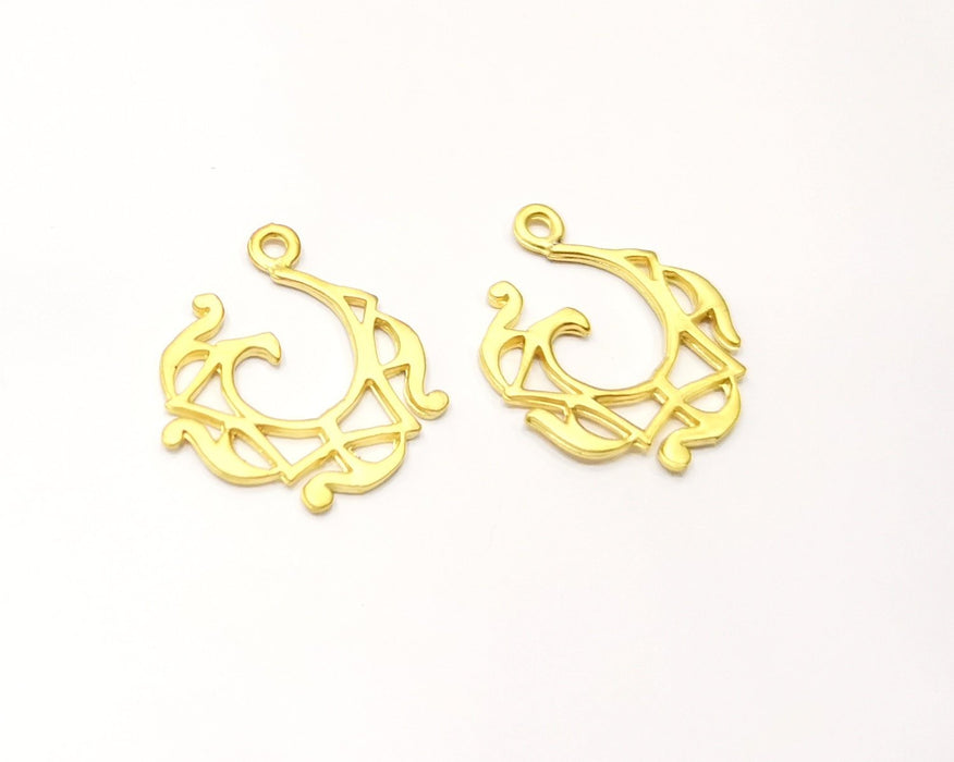 4 Gold Charms Gold Plated Charms  (27x23mm)  G17350