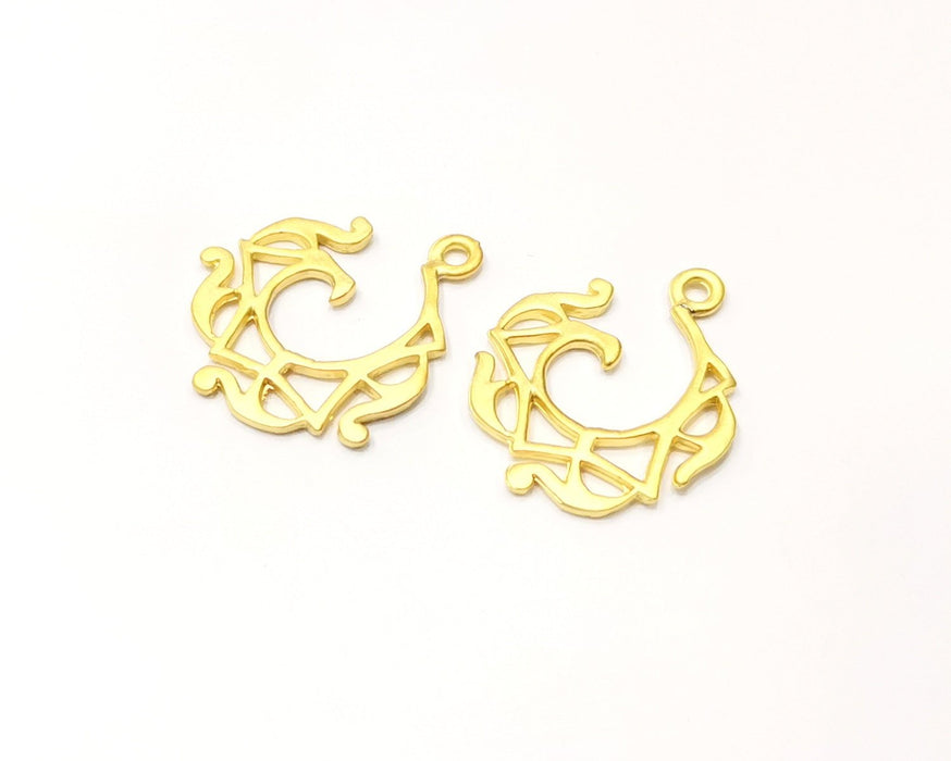 4 Gold Charms Gold Plated Charms  (27x23mm)  G17350