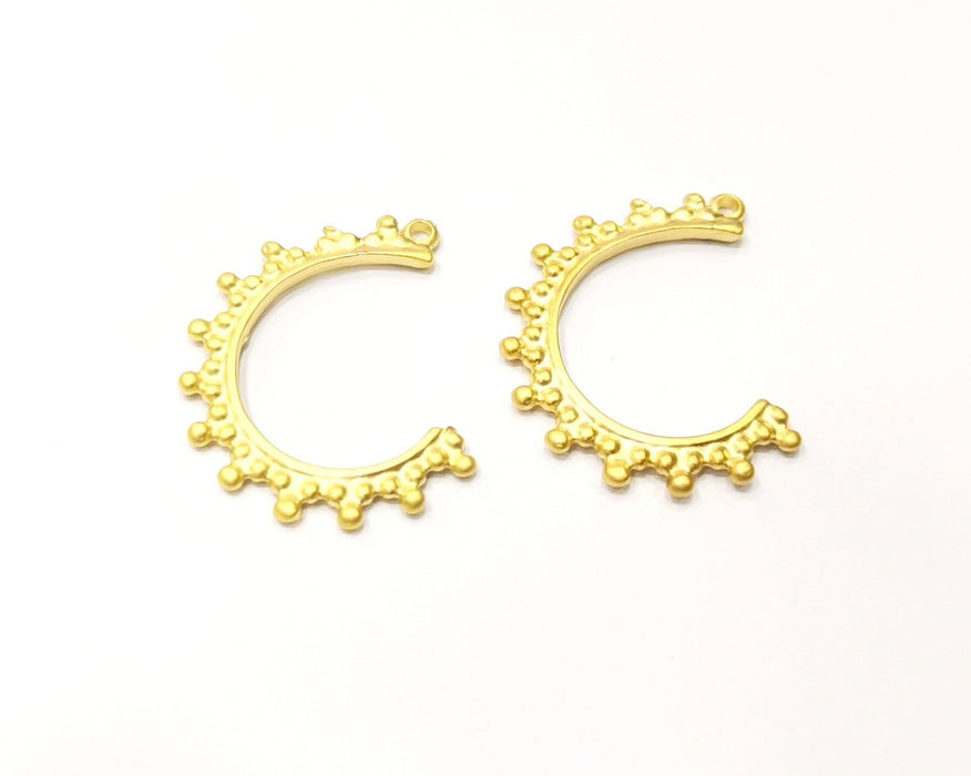 2 Gold Charms Gold Plated Charms  (34x25mm)  G17351