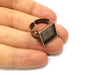 Copper Ring Settings inlay Ring Blank Mosaic Ring Bezel Base Cabochon Mountings (15x15 mm blank) Antique Copper Plated Brass  G17356