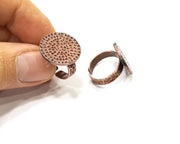 Copper Ring Blank Setting Hammered Cabochon Base Ring Backs Mounting Adjustable Ring Base Bezel (20mm) Antique Copper Plated G17357