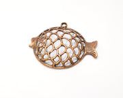Fish Pendant Antique Copper Plated Metal (57x48mm) G17360