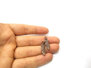 20 Feather Charm Antique Copper Charm (25x7mm) G17361