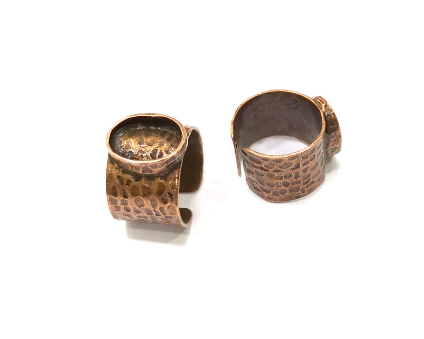Copper Ring Settings inlay Ring Blank Mosaic Ring Bezel Base Cabochon Mountings (14x10 mm blank) Antique Copper Plated Brass  G17362