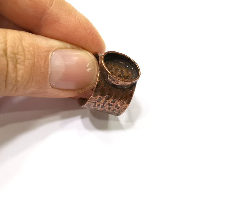 Copper Ring Settings inlay Ring Blank Mosaic Ring Bezel Base Cabochon Mountings (14x10 mm blank) Antique Copper Plated Brass  G17362