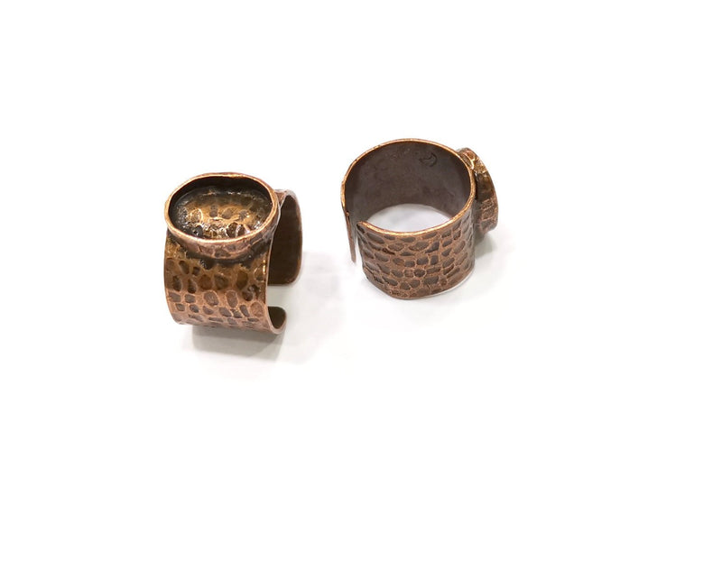 Copper Ring Settings inlay Ring Blank Mosaic Ring Bezel Base Cabochon Mountings (14x10 mm blank) Antique Copper Plated Brass  G17362