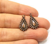 10 Teardrop Charm Antique Copper Charm (20x10mm) G17364