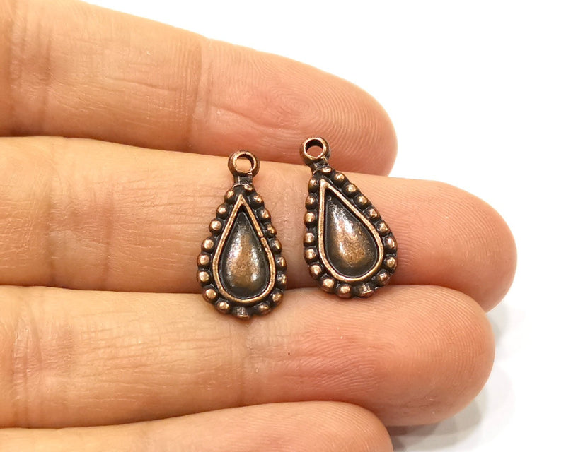 10 Teardrop Charm Antique Copper Charm (20x10mm) G17364
