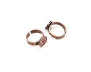 Copper Ring Blank Setting Hammered Cabochon Base Ring Backs Mounting Adjustable Ring Base Bezel (12mm) Antique Copper Plated G17365