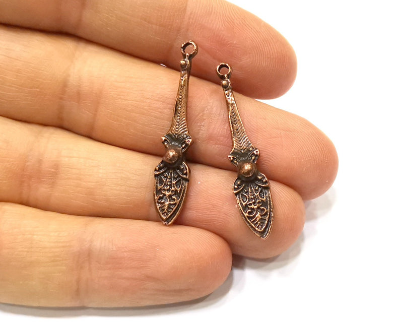 4 Copper Charm Antique Copper Charm (37x7mm) G17381