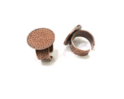 Copper Ring Blank Setting Hammered Cabochon Base Ring Backs Mounting Adjustable Ring Base Bezel (22mm) Antique Copper Plated G17385