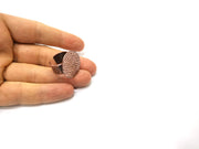 Copper Ring Blank Setting Hammered Cabochon Base Ring Backs Mounting Adjustable Ring Base Bezel (25mm) Antique Copper Plated G17389