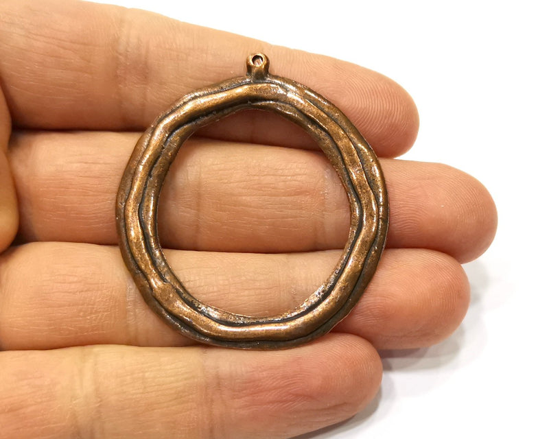 2 Circle Charm Antique Copper Charm (43mm) G17393