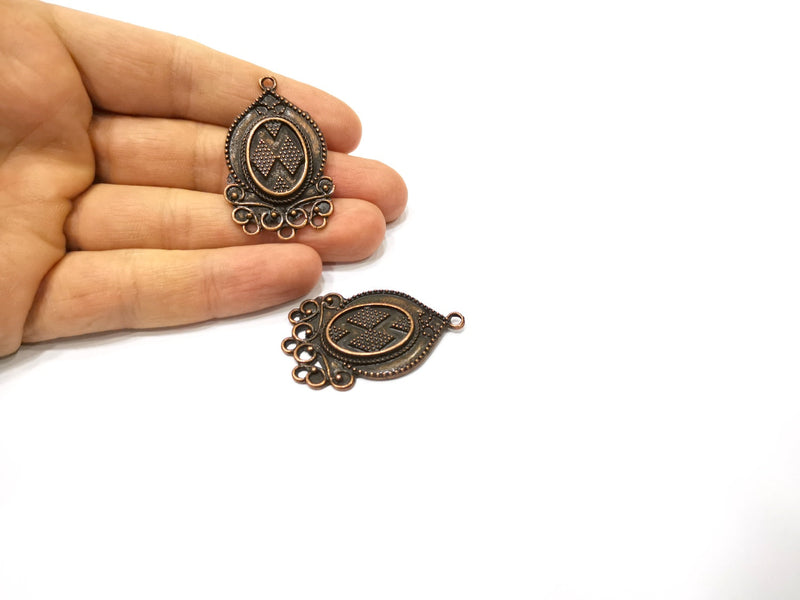 2 Copper Charm Connector Antique Copper Charm (44x28mm) G17395