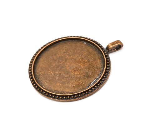 Copper Pendant Blank Necklace Blank Mountings Antique Copper Plated Metal (38 mm blank)  G17403