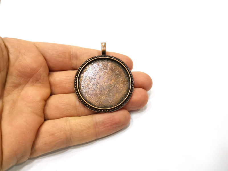 Copper Pendant Blank Necklace Blank Mountings Antique Copper Plated Metal (38 mm blank)  G17403