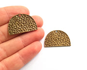 2 Hammered Semi Circle Charm Half Moon Charm Antique Bronze Charm Antique Bronze Plated Metal  (30x20mm) G17413