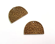 2 Hammered Semi Circle Charm Half Moon Charm Antique Bronze Charm Antique Bronze Plated Metal  (30x20mm) G17413