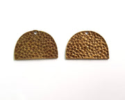 2 Hammered Semi Circle Charm Half Moon Charm Antique Bronze Charm Antique Bronze Plated Metal  (30x20mm) G17413