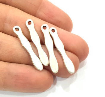 10 Silver Charms Antique Silver Plated Metal (32x5mm) G11403