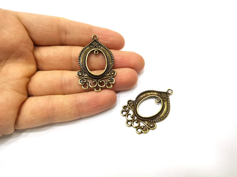 2 Antique Bronze Charm Connector Antique Bronze Plated Charm (44x28mm) G17508