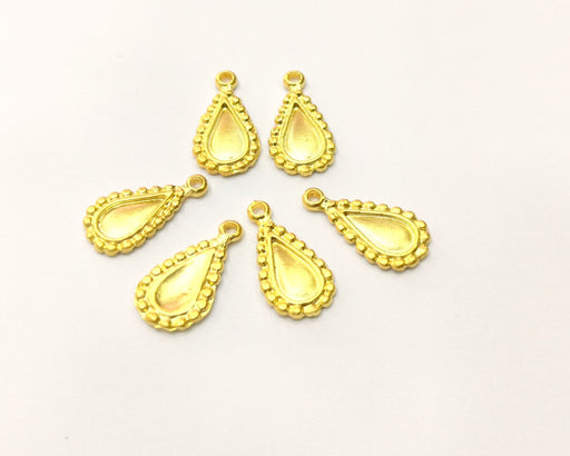 6 Teardrop Charms Gold Plated Charms  (20x10mm)  G17417