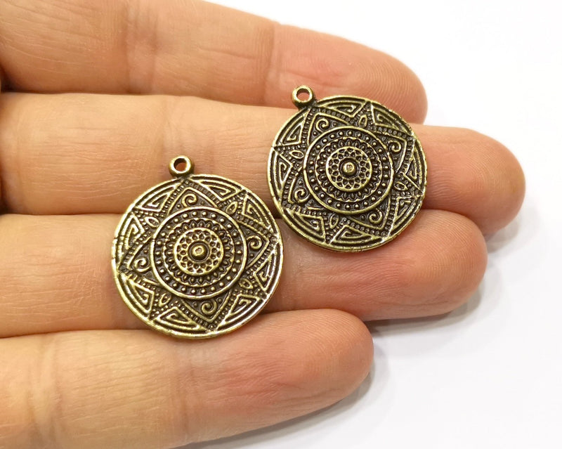 4 Antique Bronze Charm Antique Bronze Plated Charm (24mm) G17423