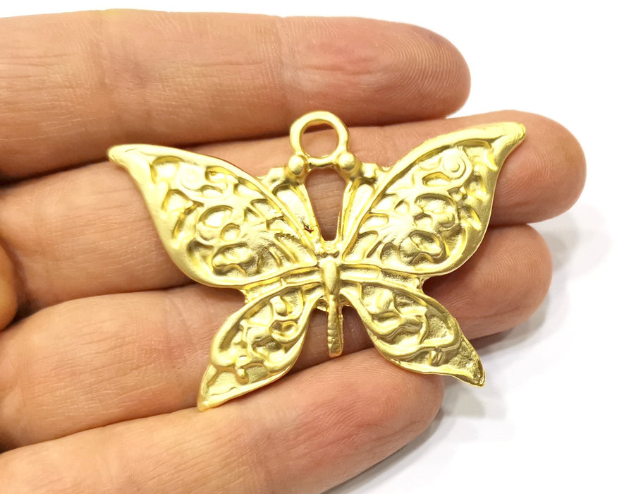 Butterfly Pendant Gold Plated Charms  (57x37mm)  G17427
