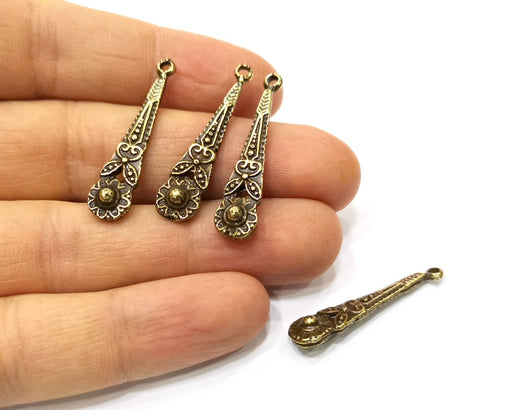 5 Antique Bronze Charm Antique Bronze Plated Charm (34x7mm) G17430