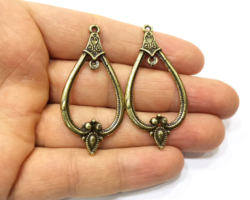 2 Antique Bronze Charm Antique Bronze Plated Charm (54x26mm) G17431